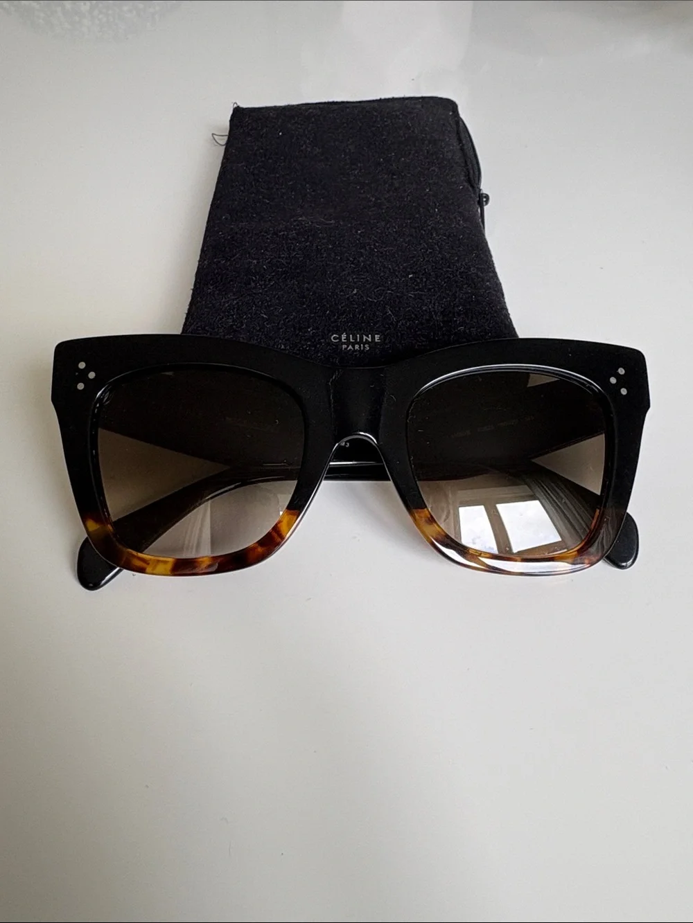 Celine Black to Tortoiseshell Gradient Square Sunglasses